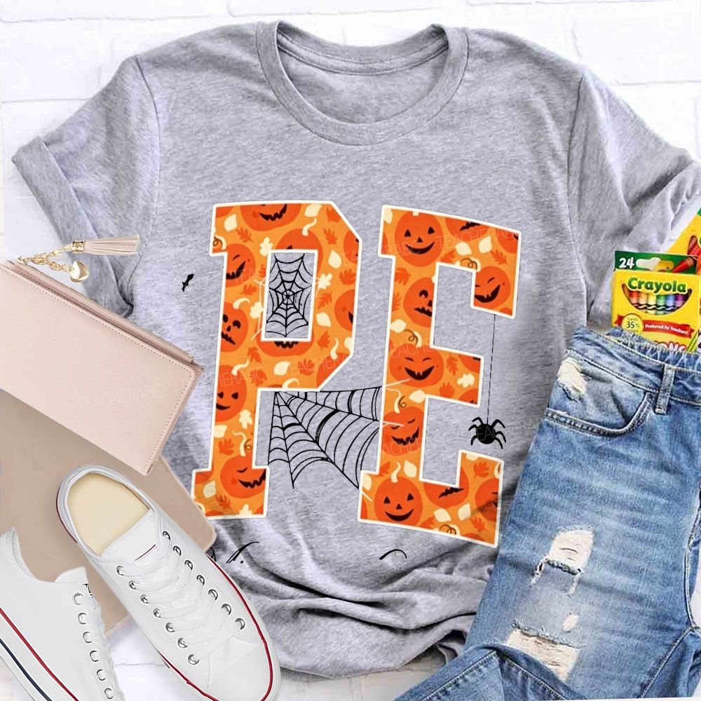 Fall Halloween Pe Teacher Pumpkin Teacher T-shirt