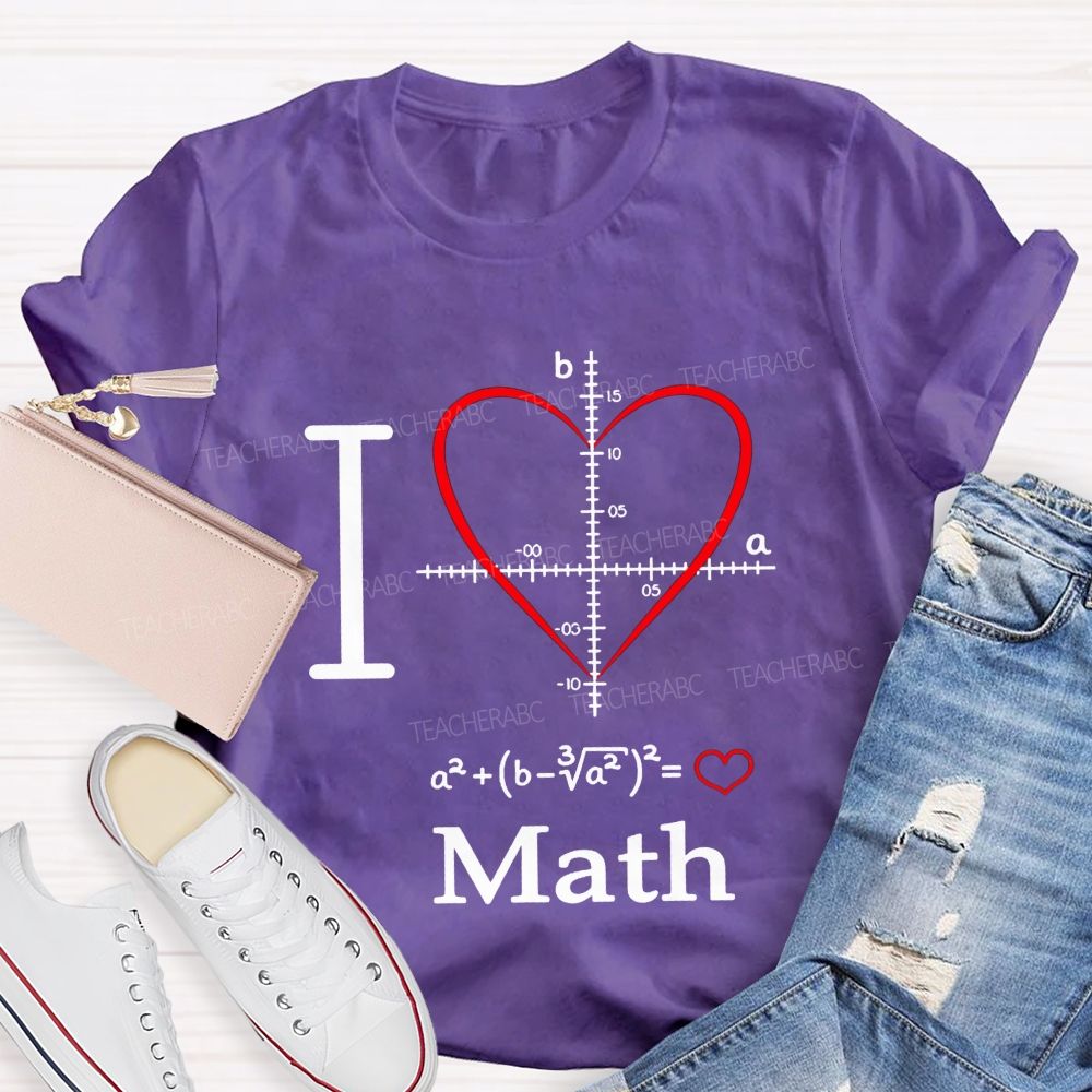 I Love Math Heart Equation Teacher T-shirt