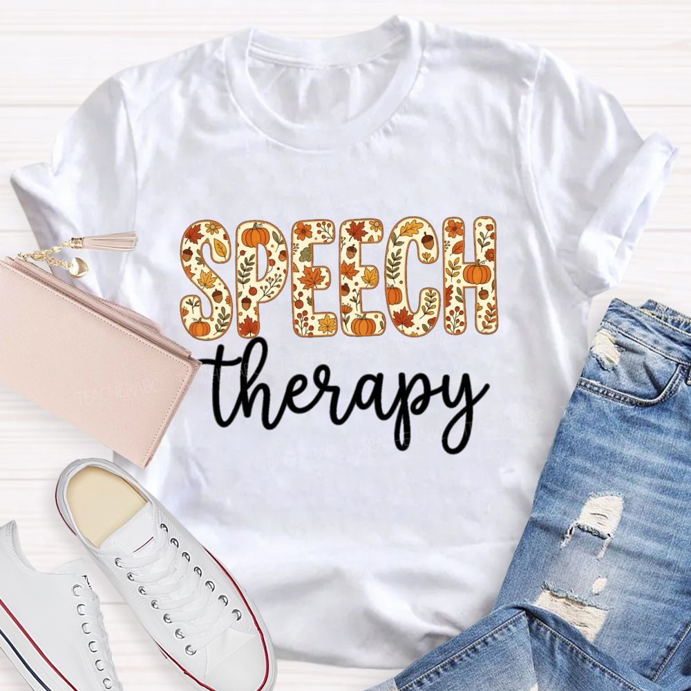 Speech Therapy Fall Pumpkin Teacher T-shirt