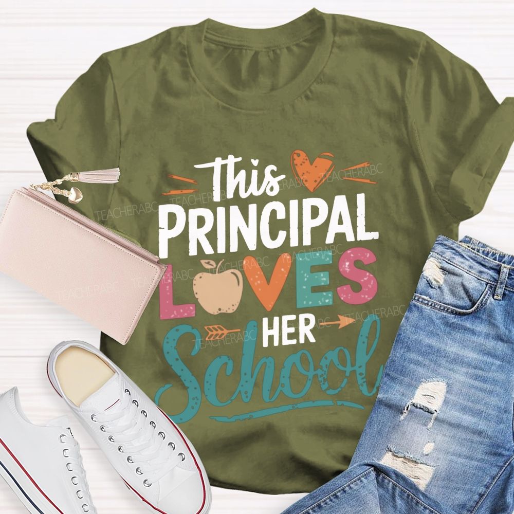 This Principal Loves Her School Distressed Apple Heart Teacher T-shirt