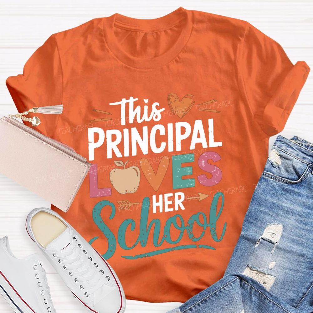 This Principal Loves Her School Distressed Apple Heart Teacher T-shirt