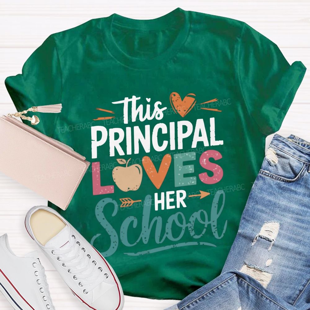 This Principal Loves Her School Distressed Apple Heart Teacher T-shirt