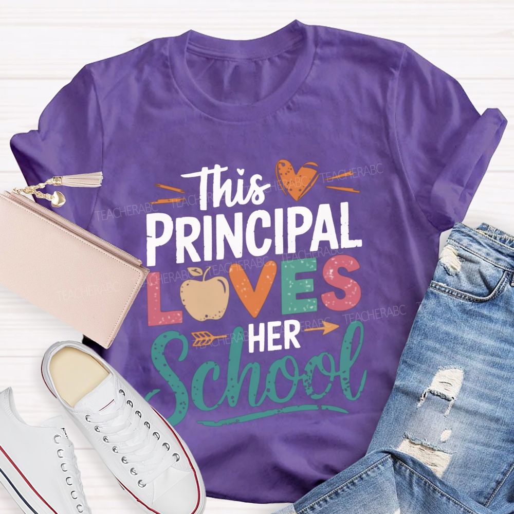 This Principal Loves Her School Distressed Apple Heart Teacher T-shirt