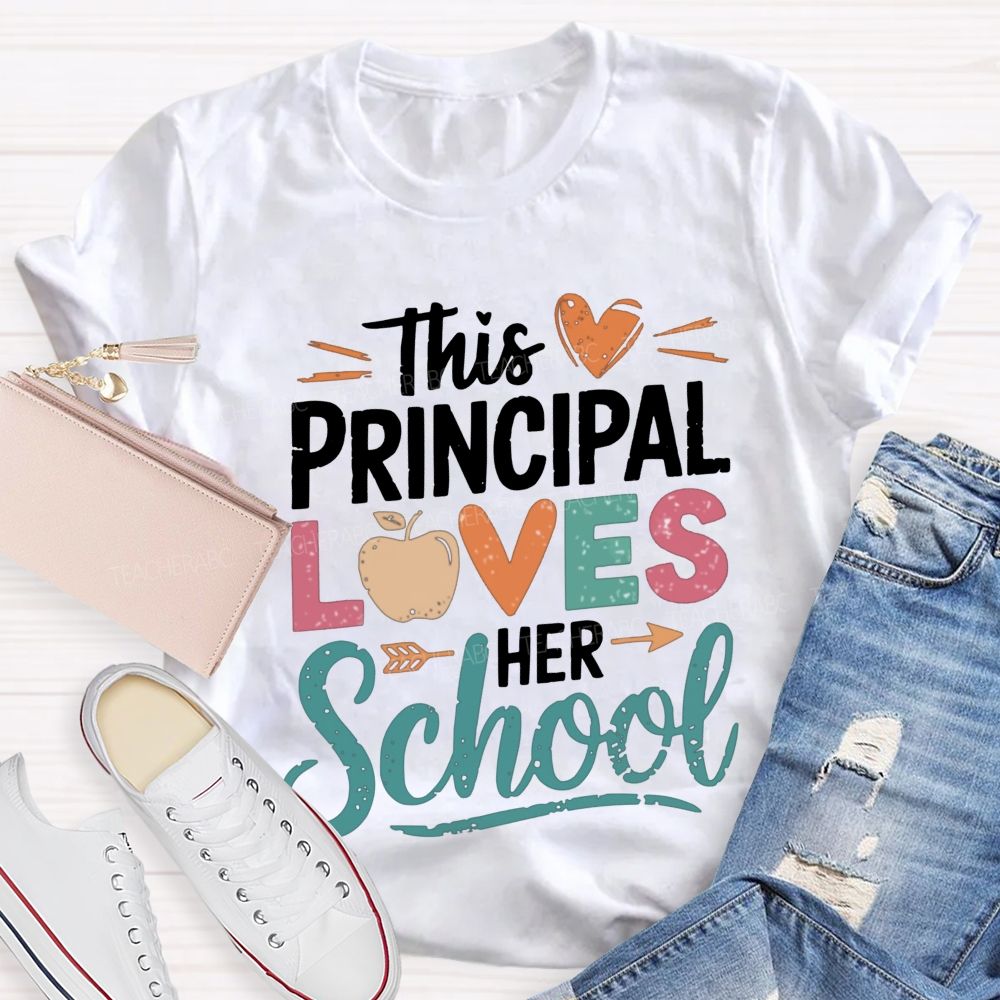 This Principal Loves Her School Distressed Apple Heart Teacher T-shirt