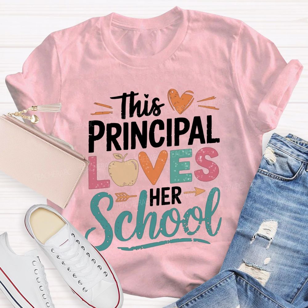 This Principal Loves Her School Distressed Apple Heart Teacher T-shirt