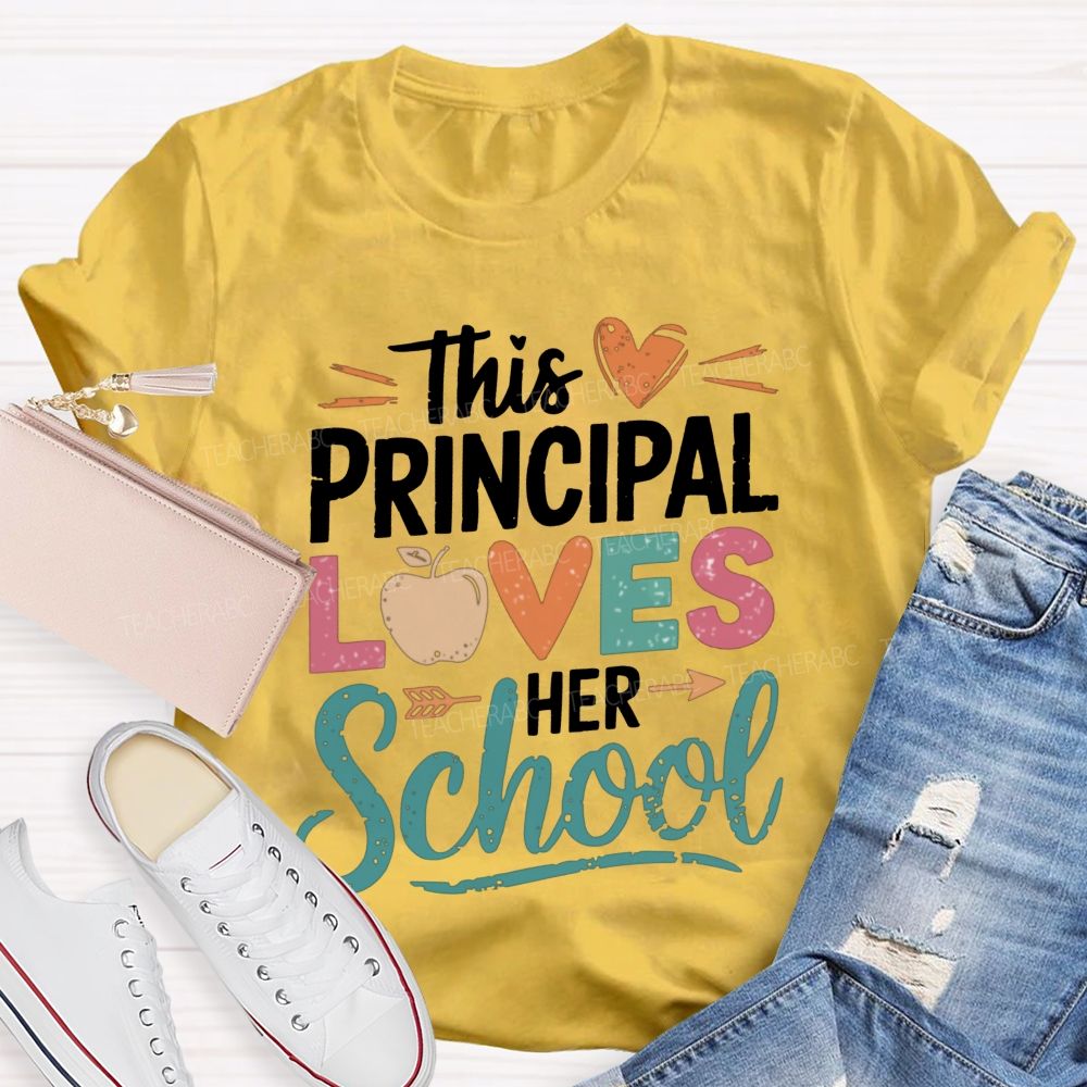 This Principal Loves Her School Distressed Apple Heart Teacher T-shirt