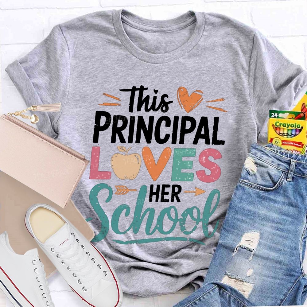 This Principal Loves Her School Distressed Apple Heart Teacher T-shirt