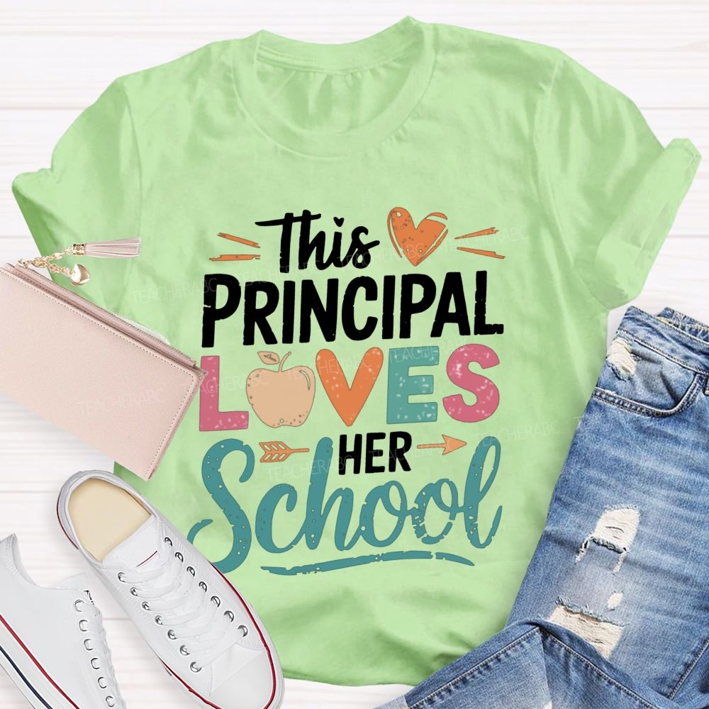 This Principal Loves Her School Distressed Apple Heart Teacher T-shirt