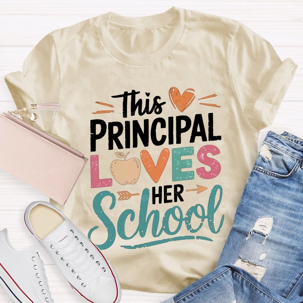 This Principal Loves Her School Distressed Apple Heart Teacher T-shirt