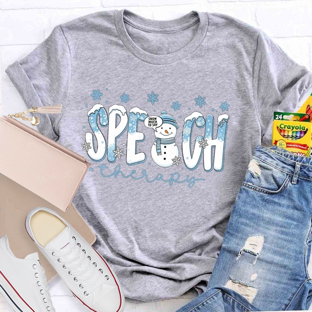 Speech Therapy Christmas Snowman Teacher T-shirt