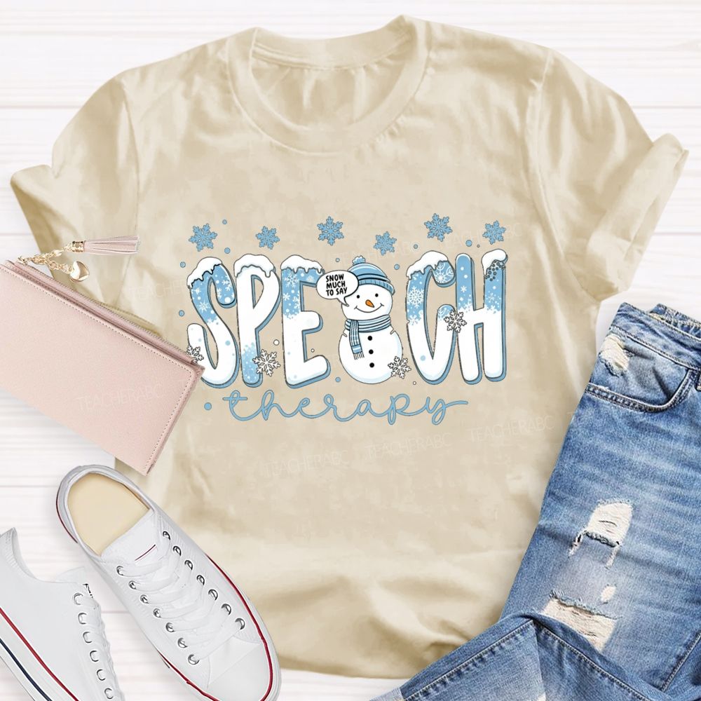 Speech Therapy Christmas Snowman Teacher T-shirt