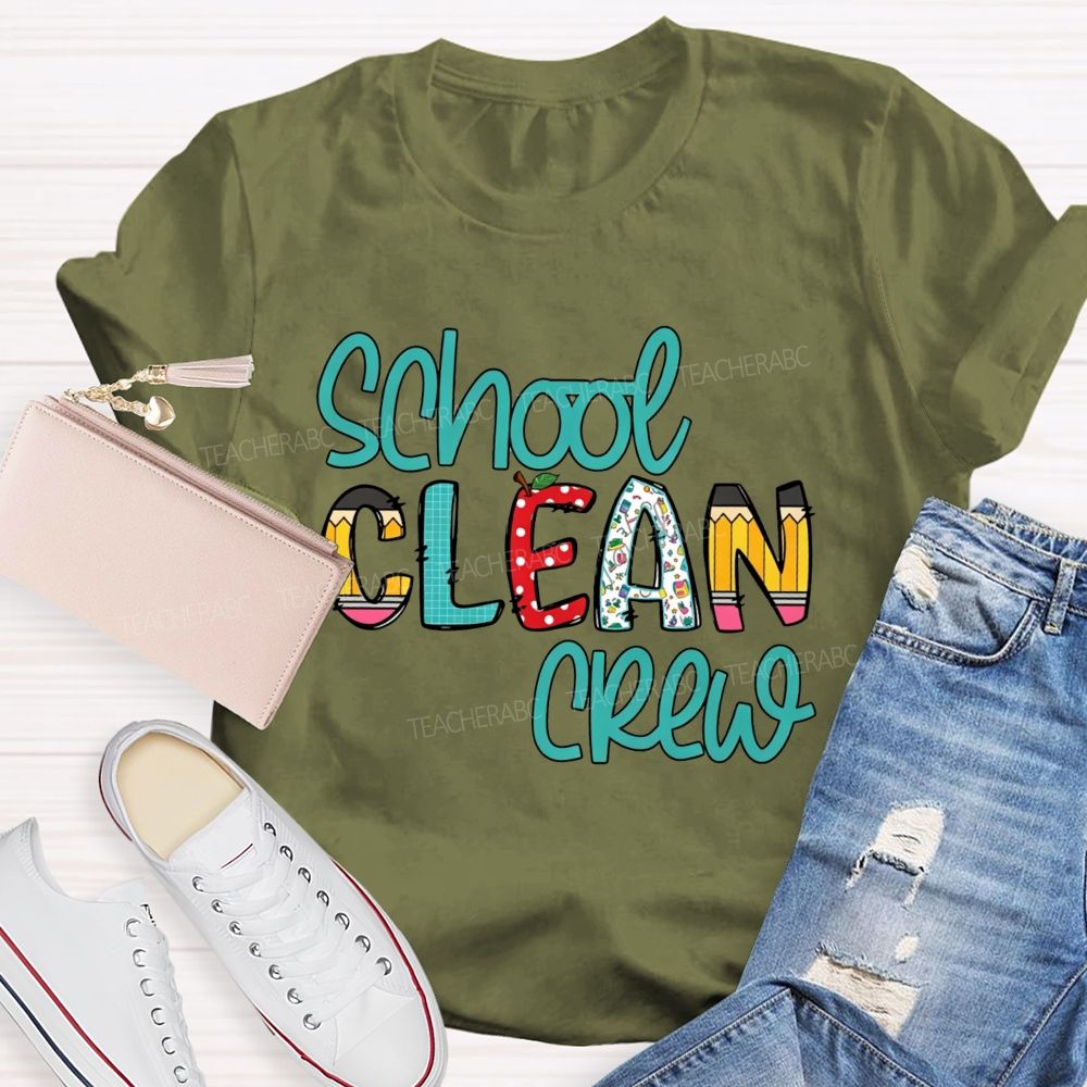 School Clean Crew Teacher T-shirt