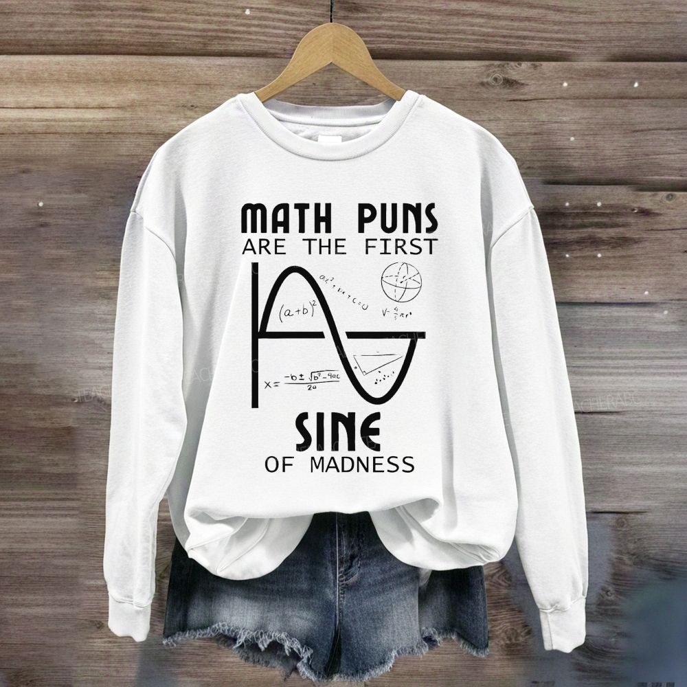 Math Puns Are The First Sine Of Madness Sine Curve Sweatshirt