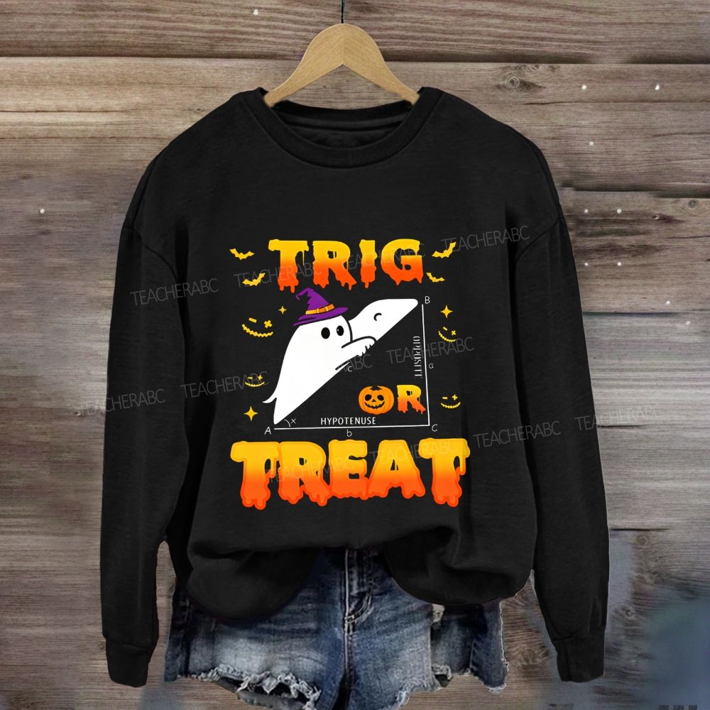 Trig Or Treat Halloween Ghost Right Triangle Trigonometry Sweatshirt