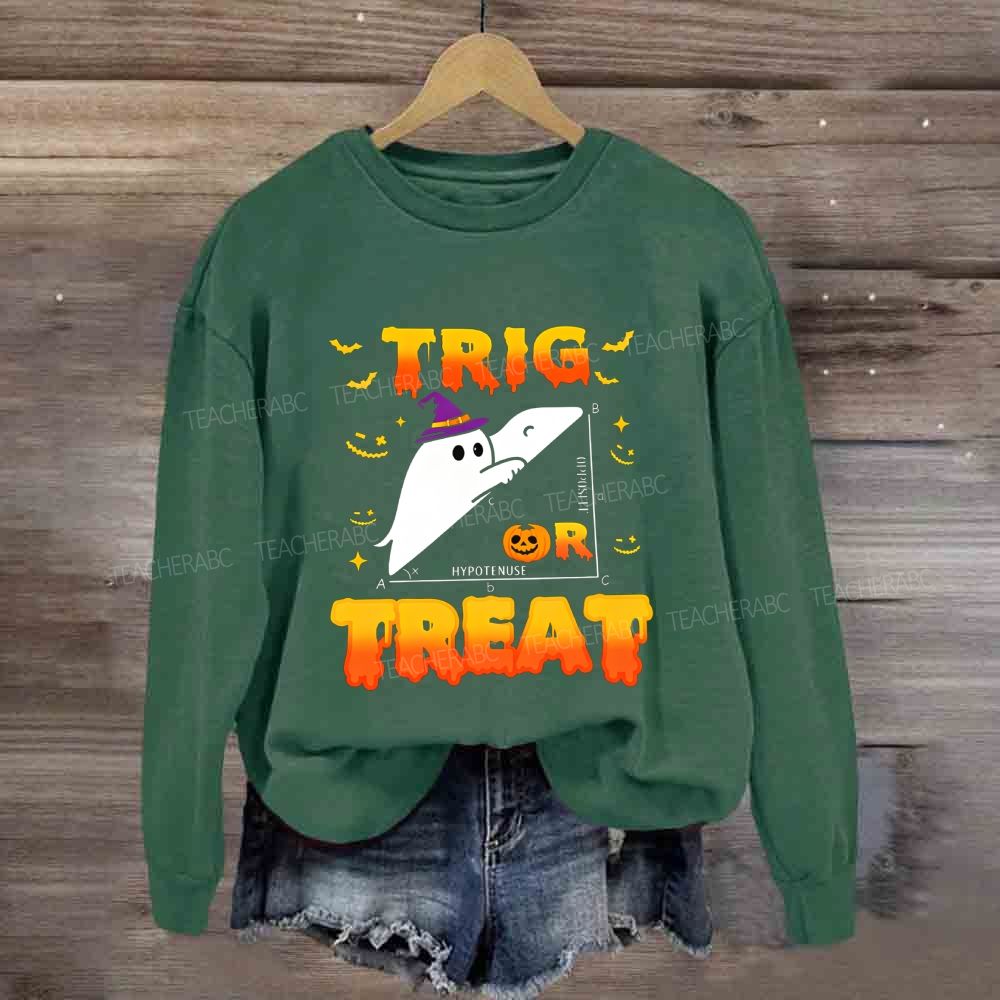 Trig Or Treat Halloween Ghost Right Triangle Trigonometry Sweatshirt