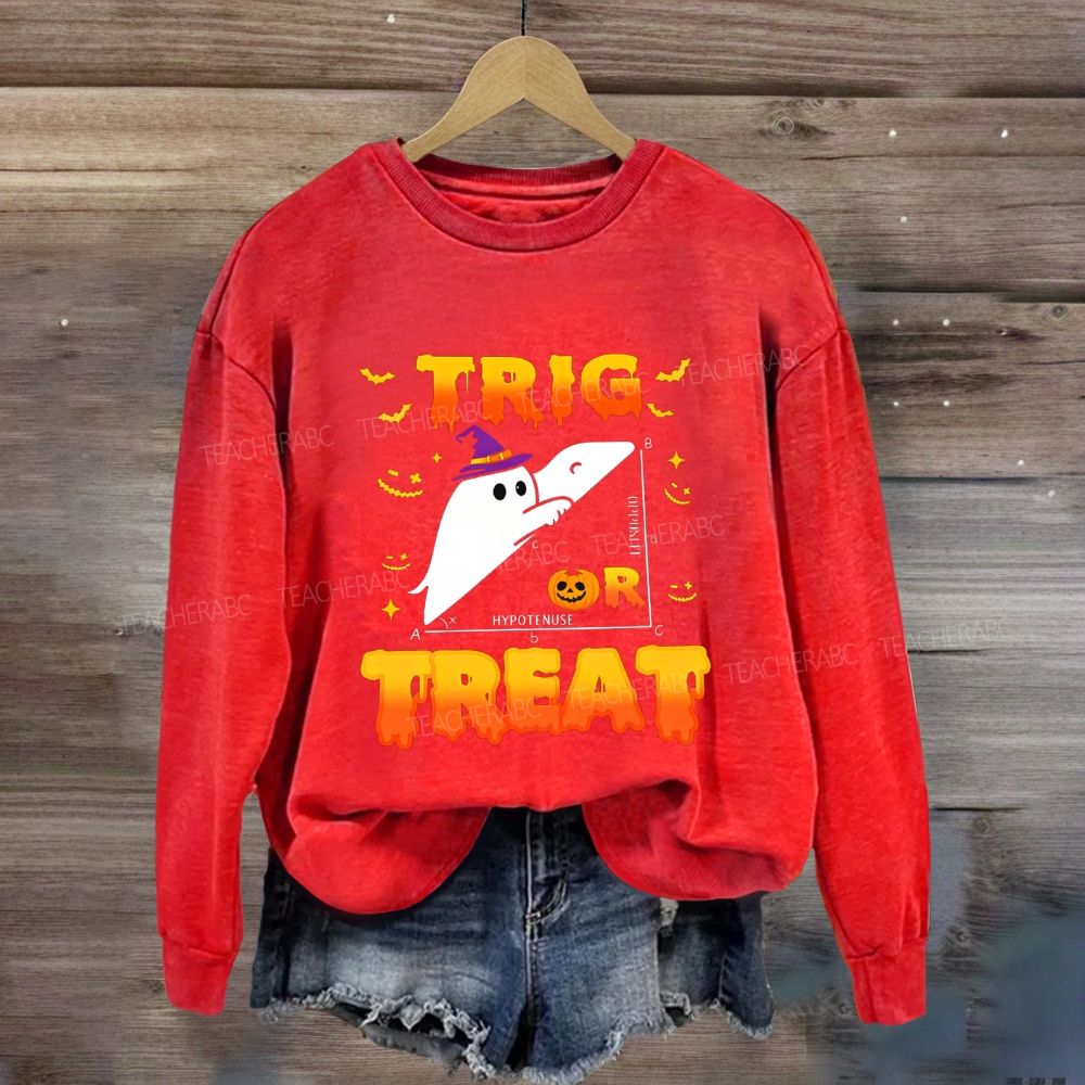 Trig Or Treat Halloween Ghost Right Triangle Trigonometry Sweatshirt