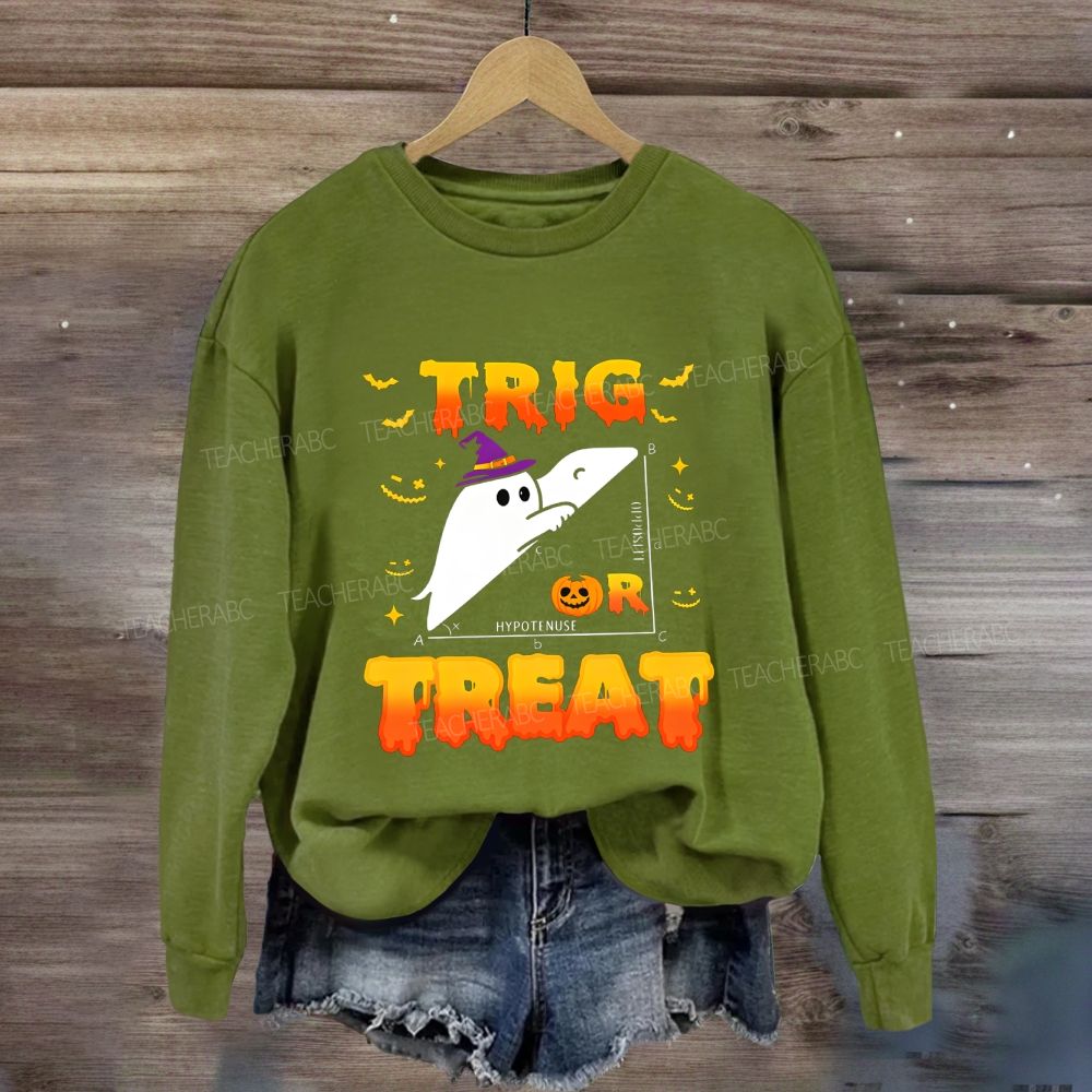 Trig Or Treat Halloween Ghost Right Triangle Trigonometry Sweatshirt