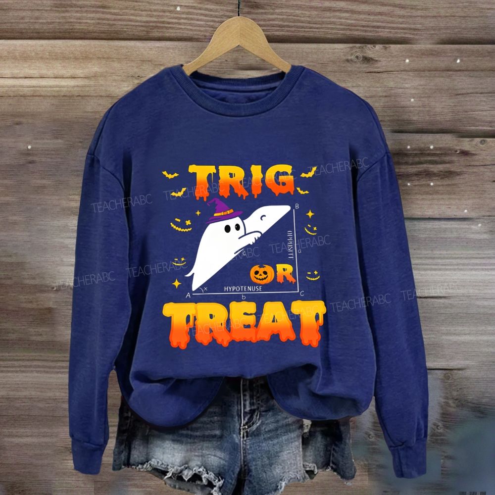 Trig Or Treat Halloween Ghost Right Triangle Trigonometry Sweatshirt