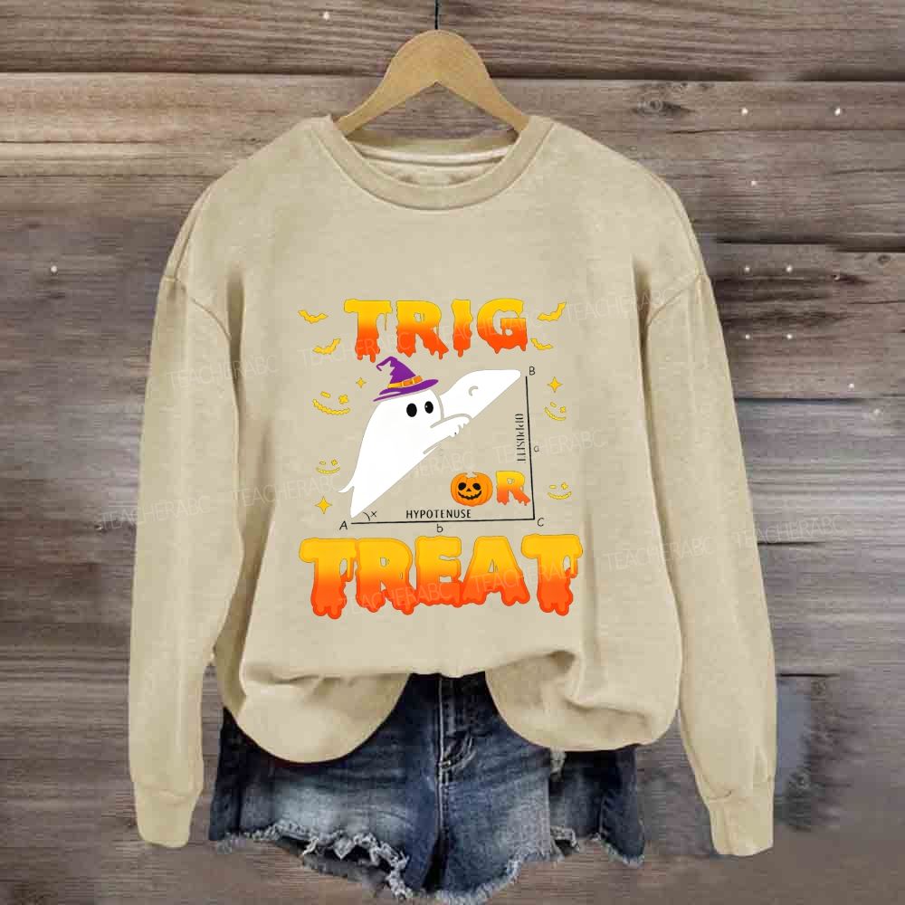 Trig Or Treat Halloween Ghost Right Triangle Trigonometry Sweatshirt