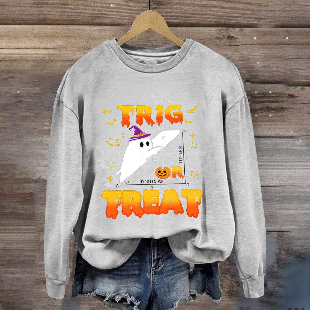 Trig Or Treat Halloween Ghost Right Triangle Trigonometry Sweatshirt