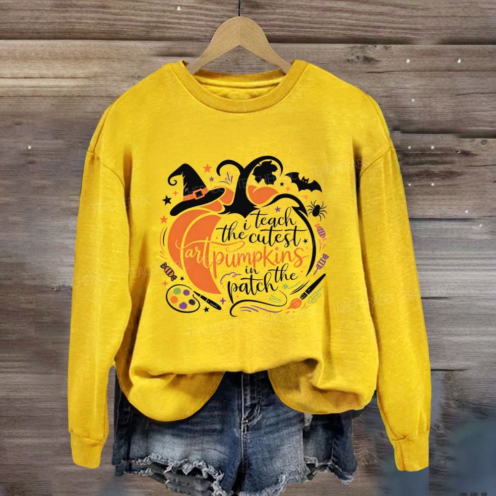 I Teach The Cutest Art Pumpkins In The Patch Art Teacher Halloween Pumpkin Sweatshirt