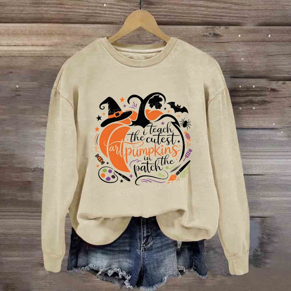 I Teach The Cutest Art Pumpkins In The Patch Art Teacher Halloween Pumpkin Sweatshirt