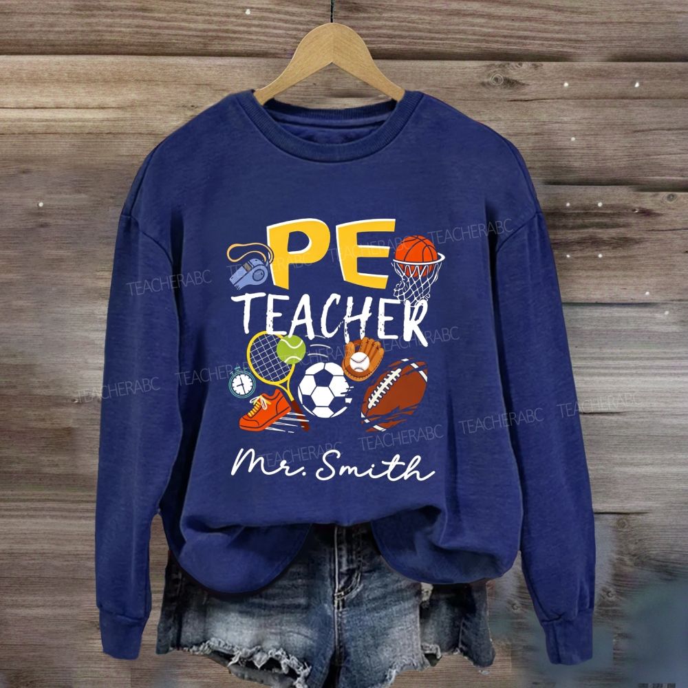 Personalized Name Pe Teacher Multi‑Sport Balls Sweatshirt