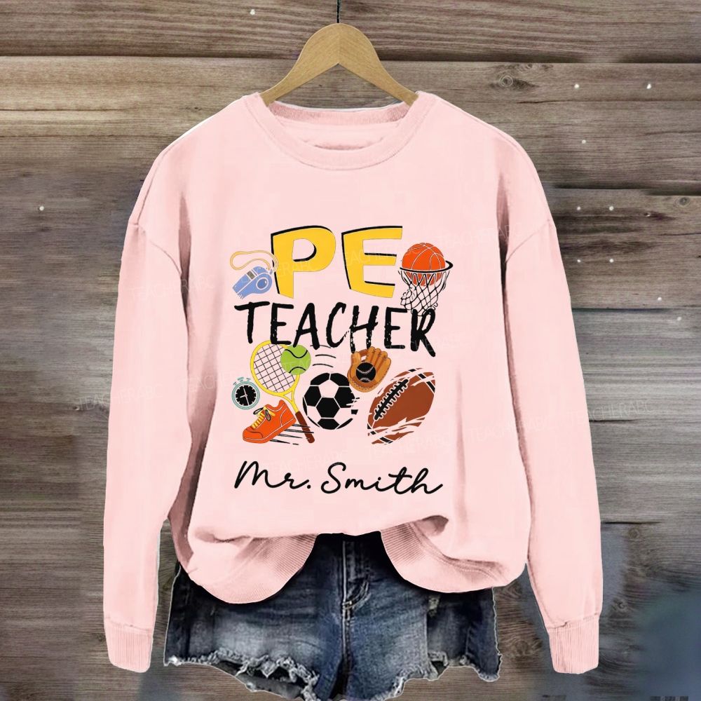Personalized Name Pe Teacher Multi‑Sport Balls Sweatshirt