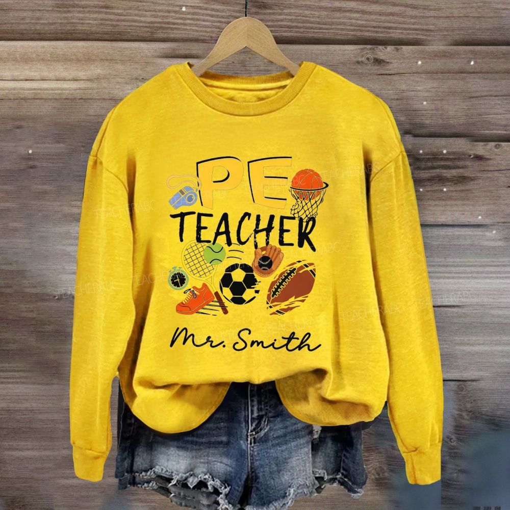 Personalized Name Pe Teacher Multi‑Sport Balls Sweatshirt