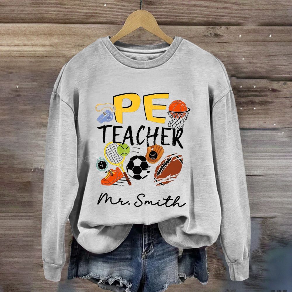Personalized Name Pe Teacher Multi‑Sport Balls Sweatshirt