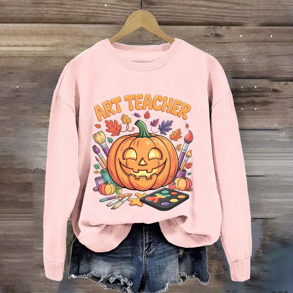 Fall Art Teacher Pumpkin Paint Brush Halloween Sweatshirt