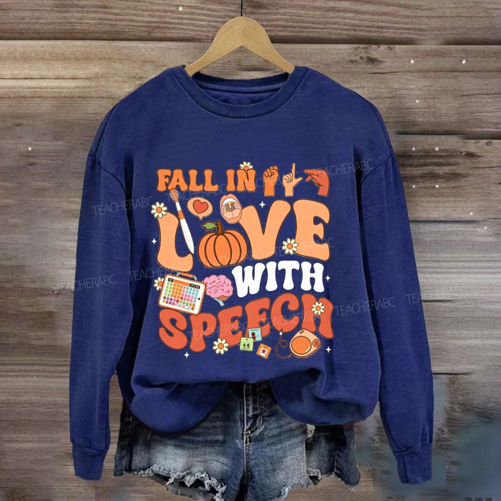 Fall In Love With Speech Fall Slp Pumpkin Sweatshirt