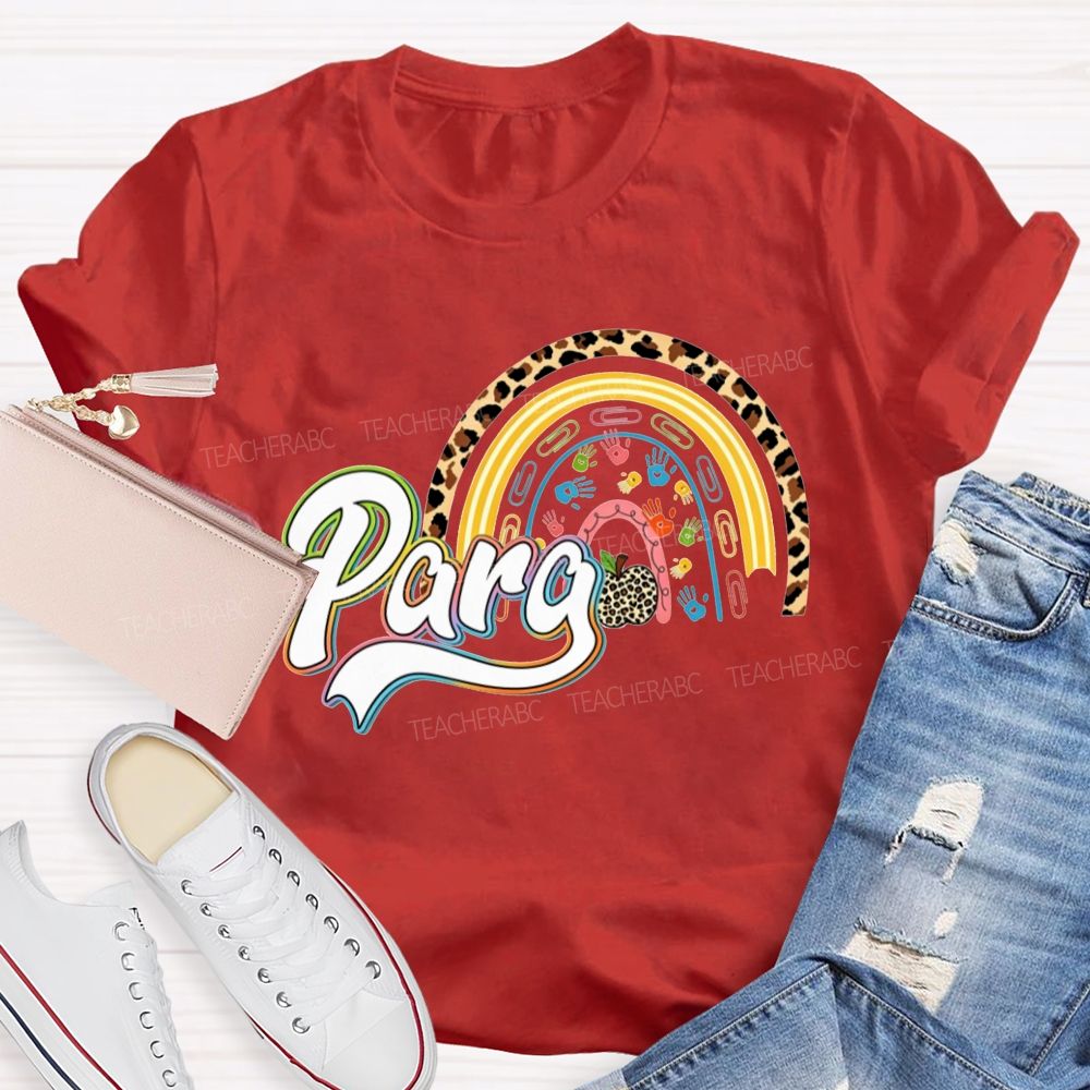 Para Leopard Rainbow Paraprofessional Teacher T-shirt