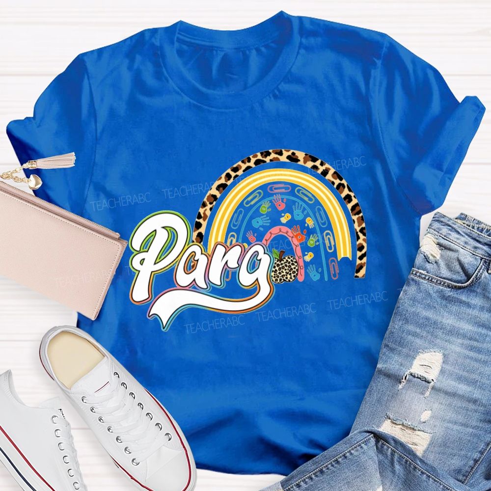 Para Leopard Rainbow Paraprofessional Teacher T-shirt