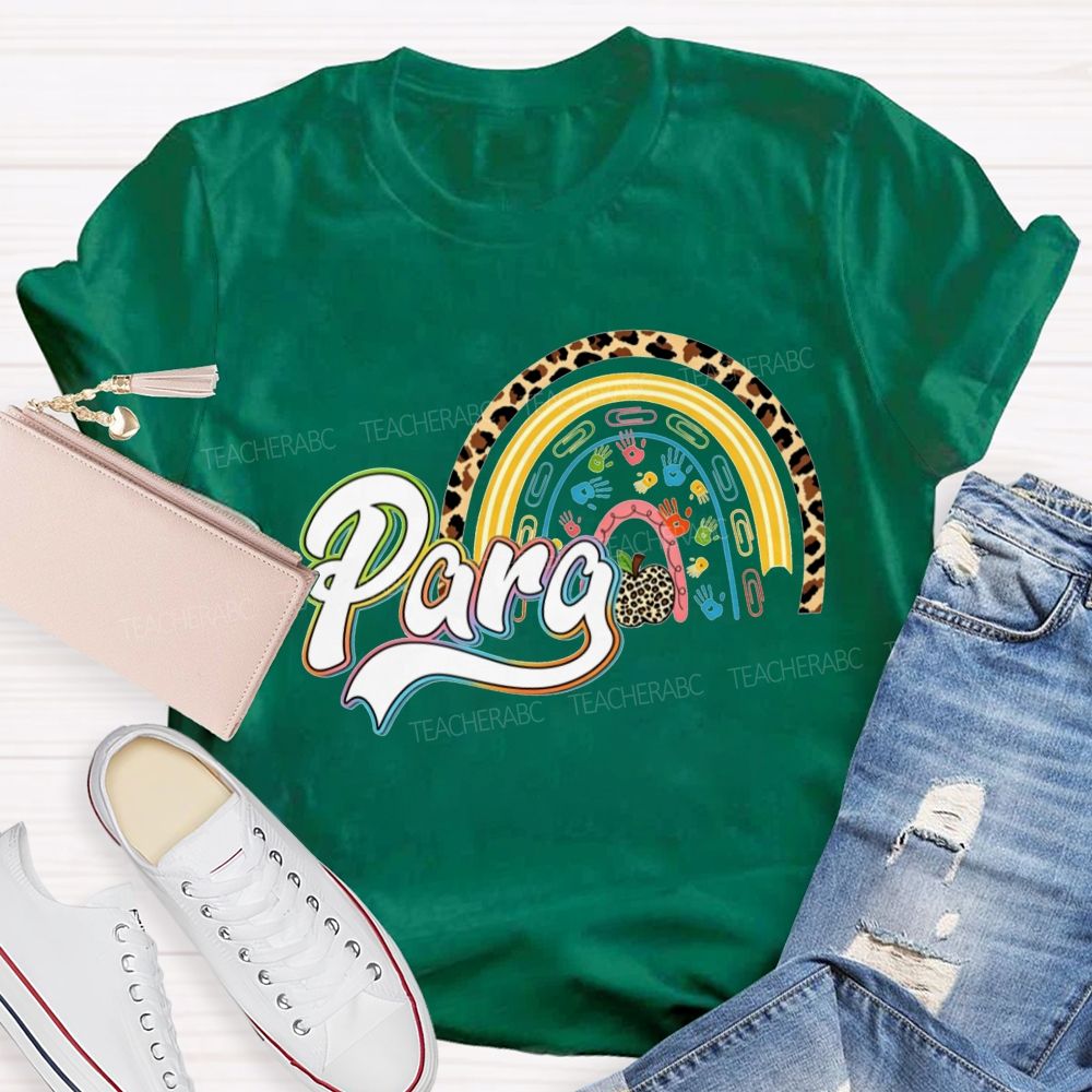 Para Leopard Rainbow Paraprofessional Teacher T-shirt