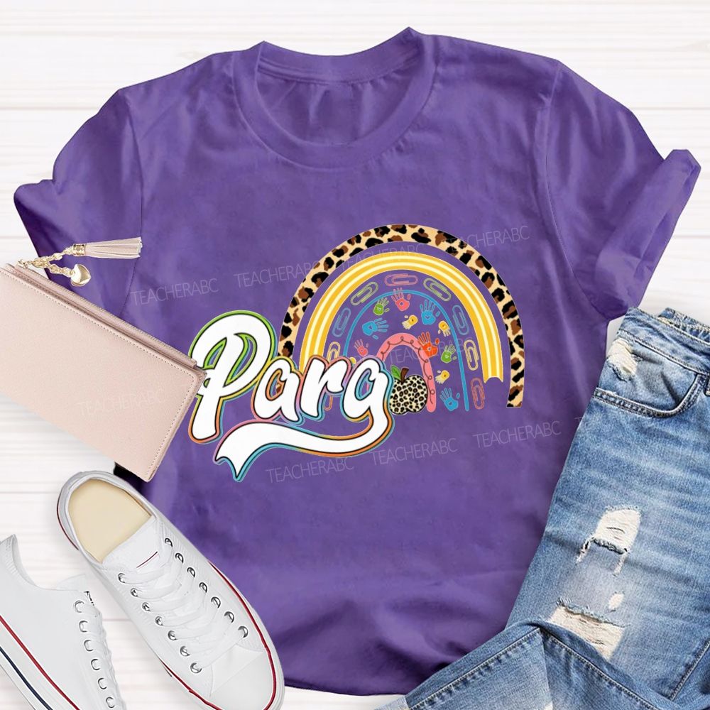 Para Leopard Rainbow Paraprofessional Teacher T-shirt