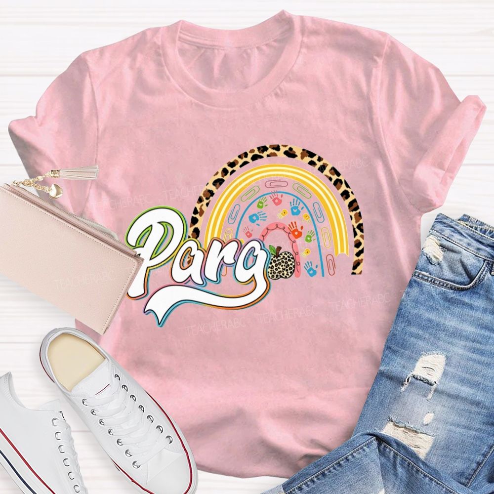 Para Leopard Rainbow Paraprofessional Teacher T-shirt