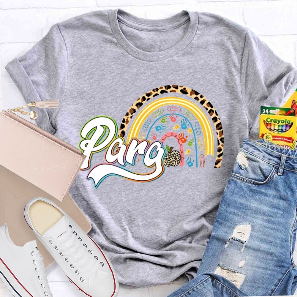 Para Leopard Rainbow Paraprofessional Teacher T-shirt
