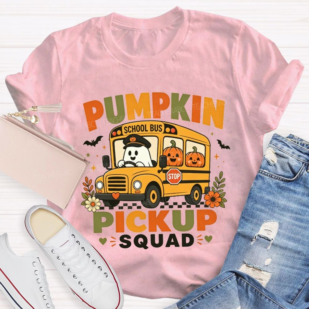 Pumpkin Pickup Squad Halloween School Bus T-shirt