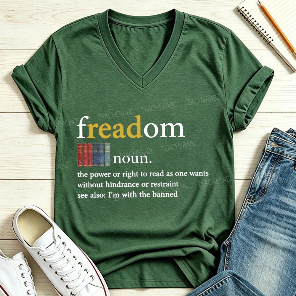 Freadom Definition I’m With The Banned Book Lover V Neck T-shirt