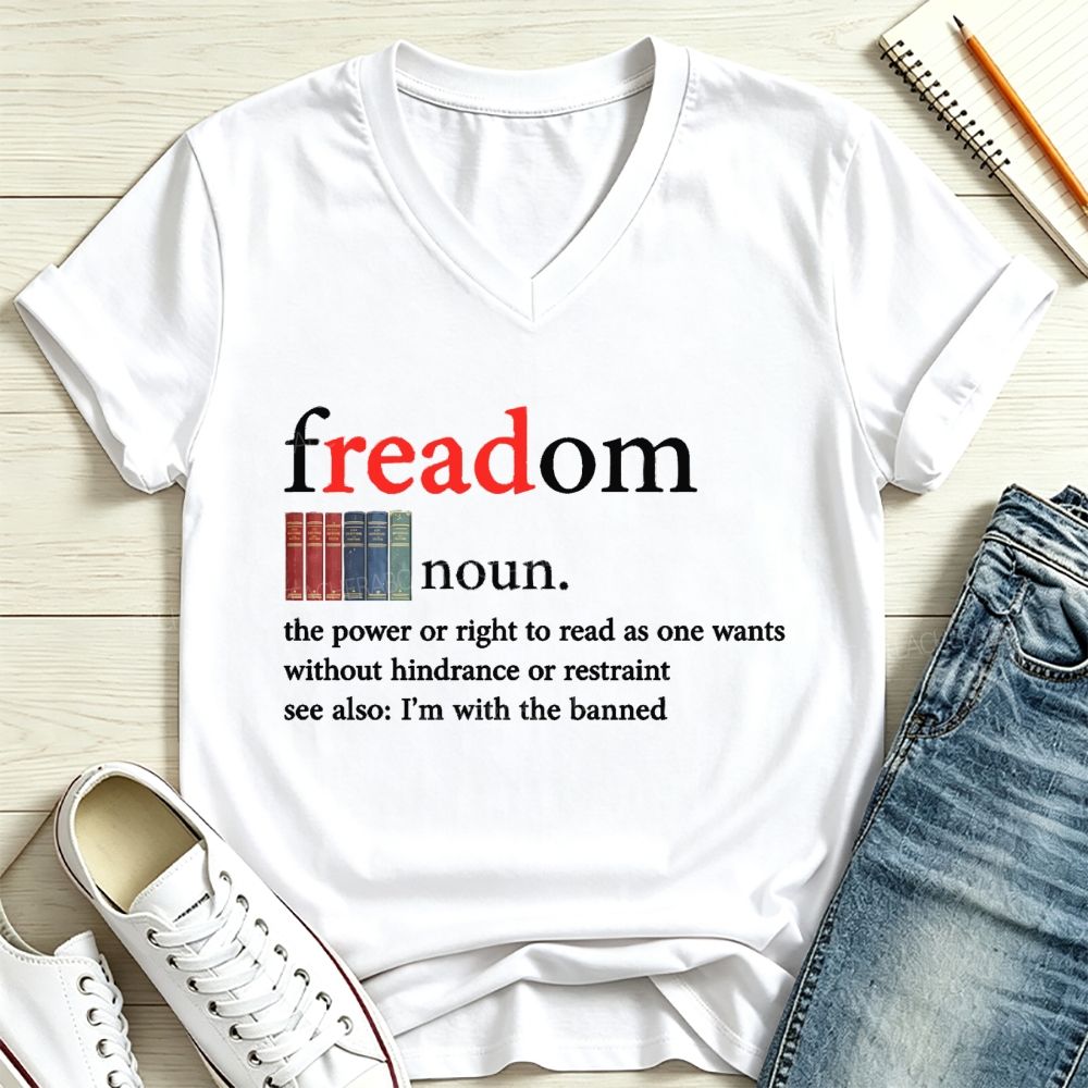 Freadom Definition I’m With The Banned Book Lover V Neck T-shirt