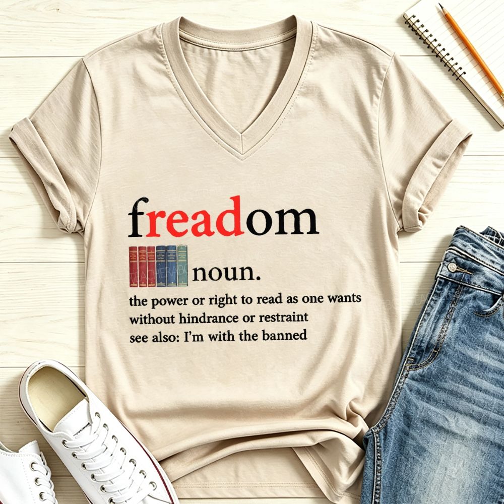 Freadom Definition I’m With The Banned Book Lover V Neck T-shirt