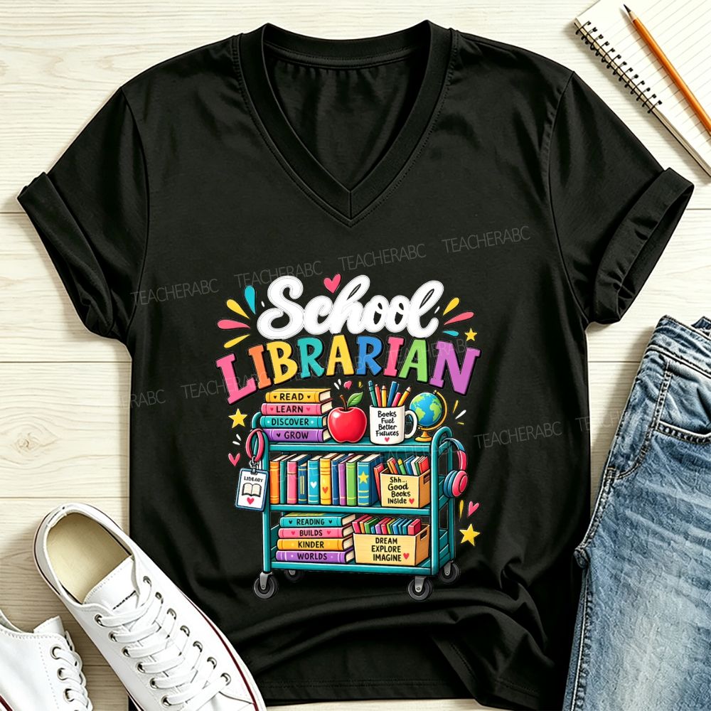 Life Is Better In The School Library V Neck T-shirt