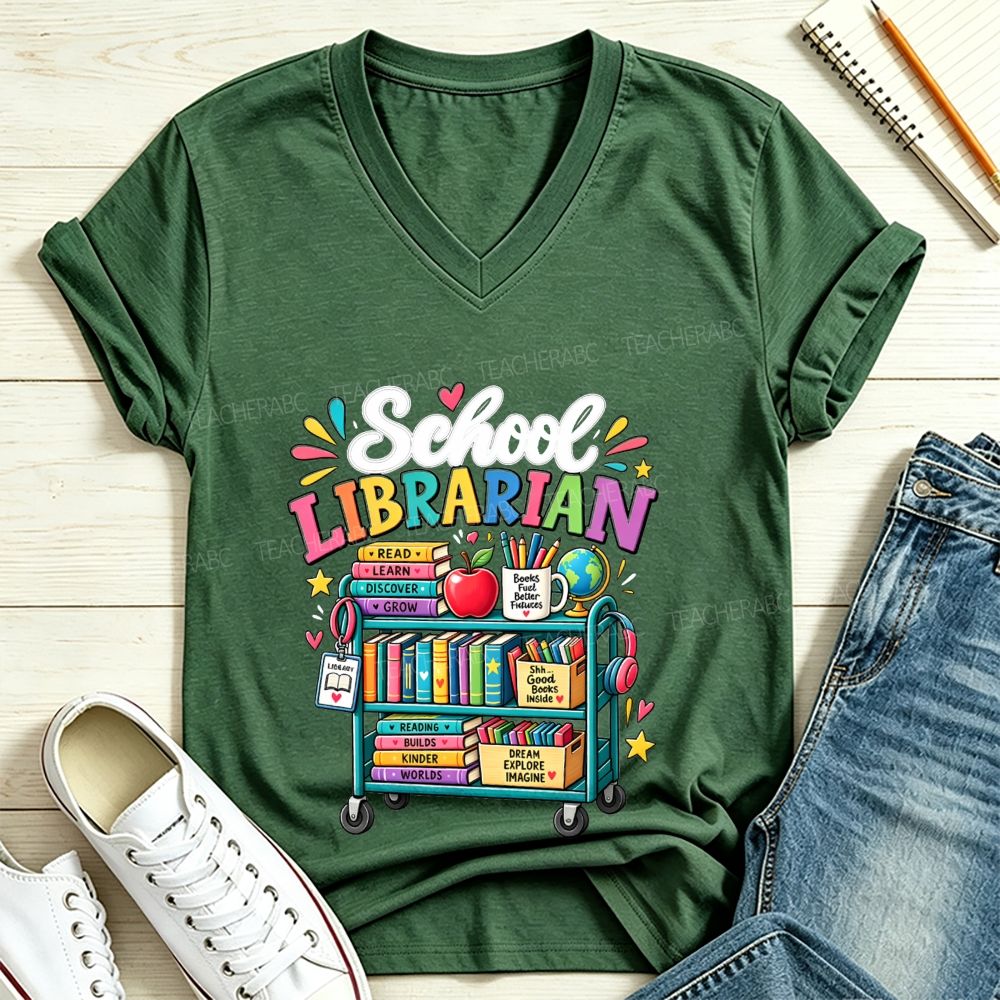 Life Is Better In The School Library V Neck T-shirt