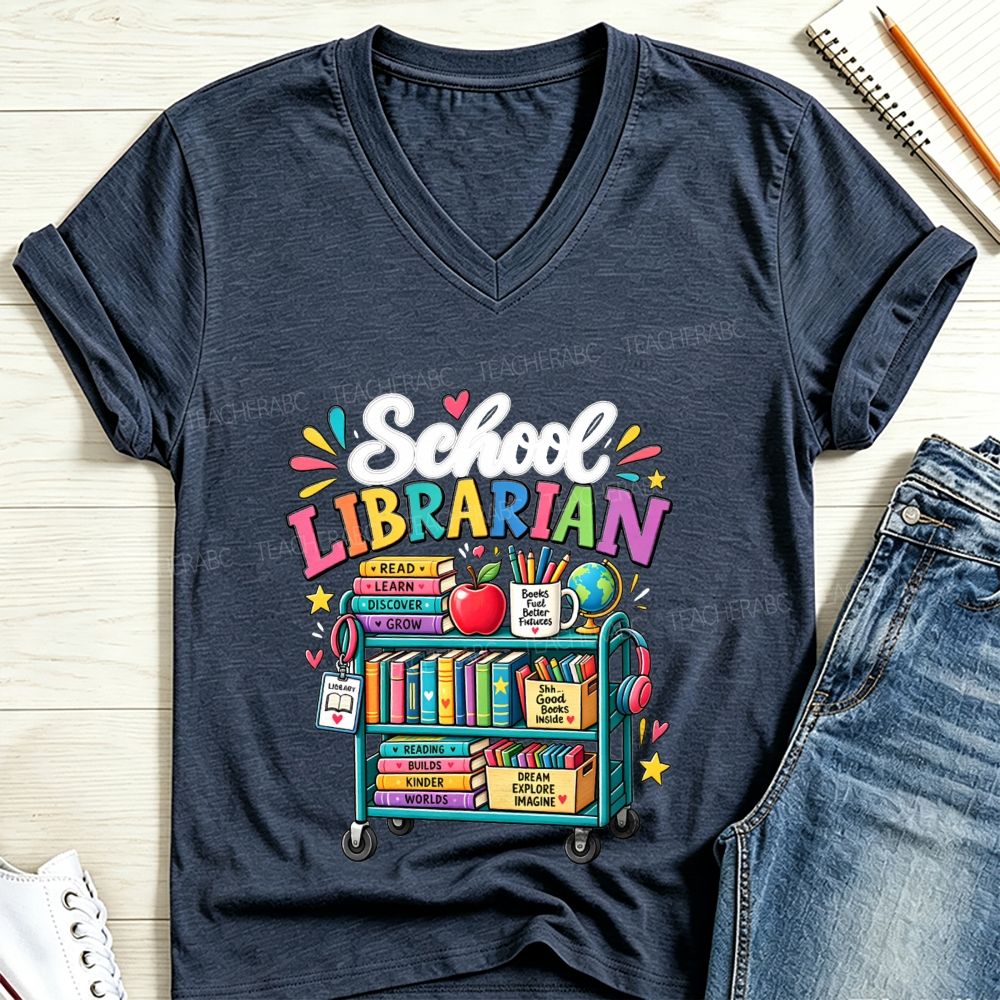 Life Is Better In The School Library V Neck T-shirt