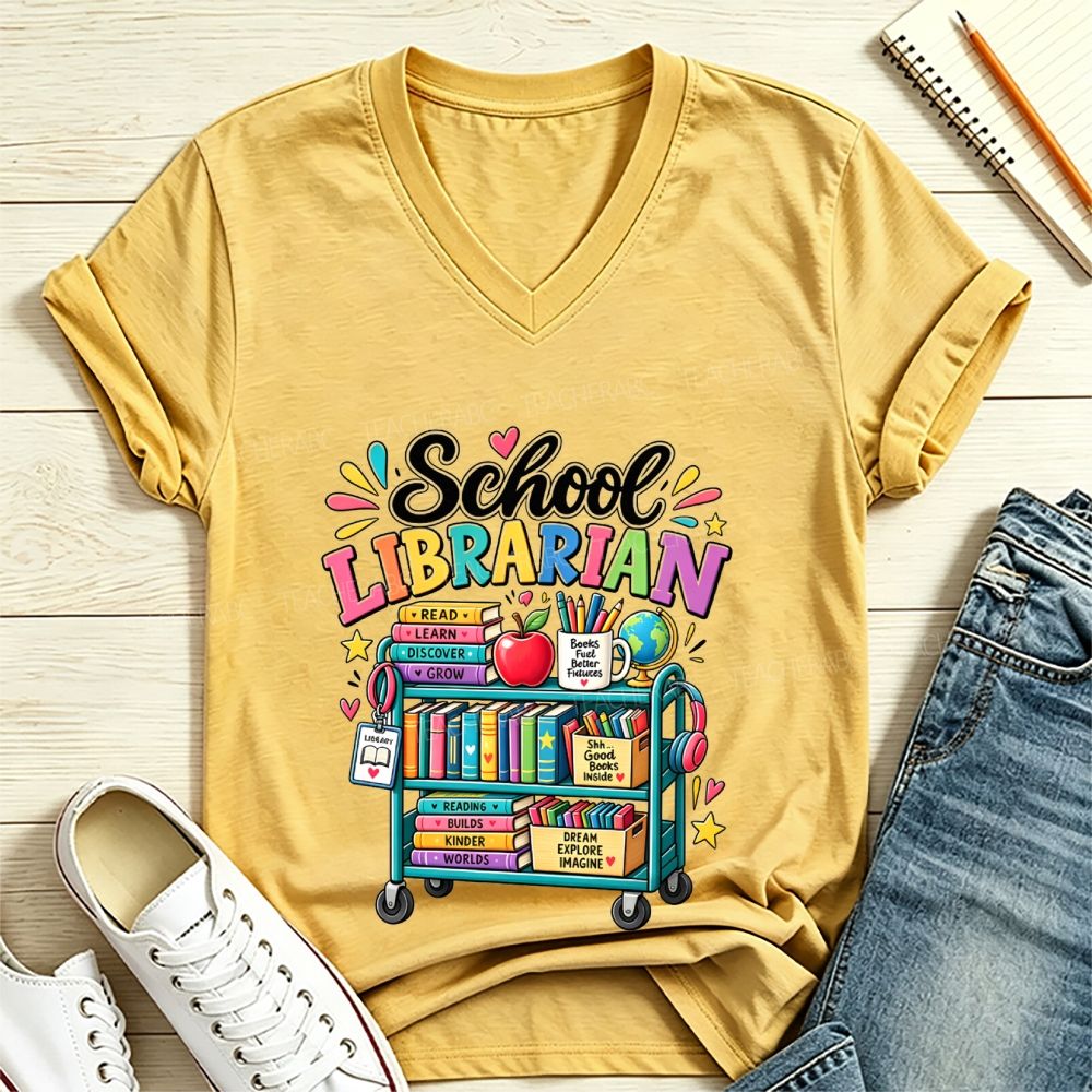 Life Is Better In The School Library V Neck T-shirt