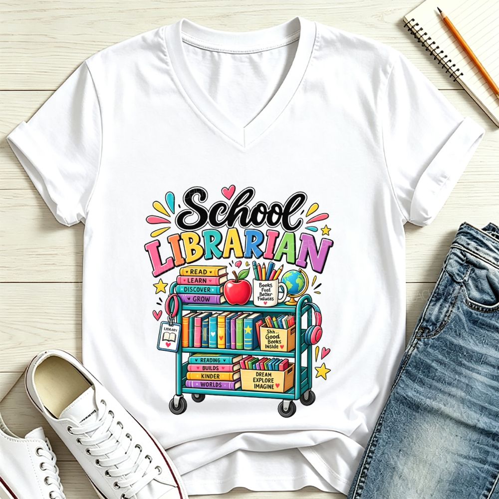Life Is Better In The School Library V Neck T-shirt