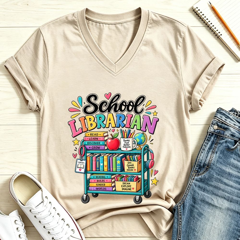 Life Is Better In The School Library V Neck T-shirt