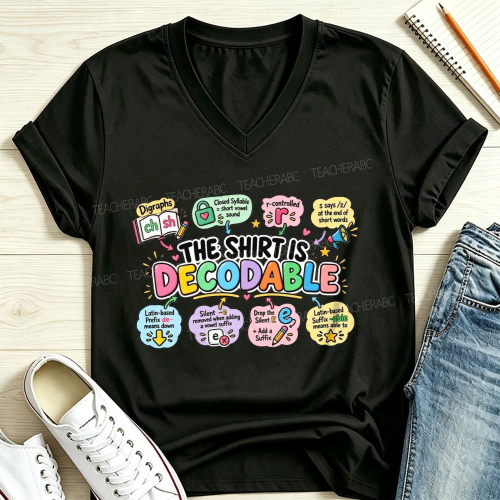 The Shirt Is Decodable Science Of Reading V Neck T-shirt