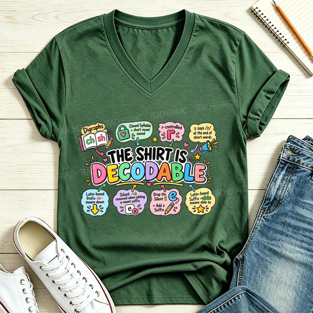The Shirt Is Decodable Science Of Reading V Neck T-shirt